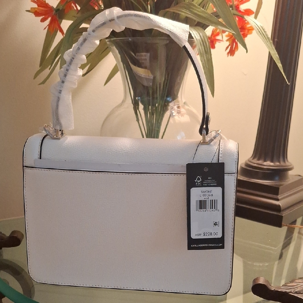 Karl Lagerfeld White and Red Heart Bag - Picture 3 of 5